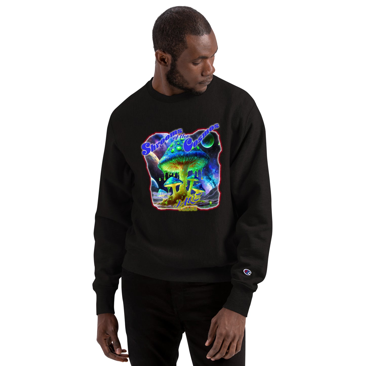 Shrooms of the Cosmos. "House of Dreams" Original JAQZ Shack Champion Sweatshirt