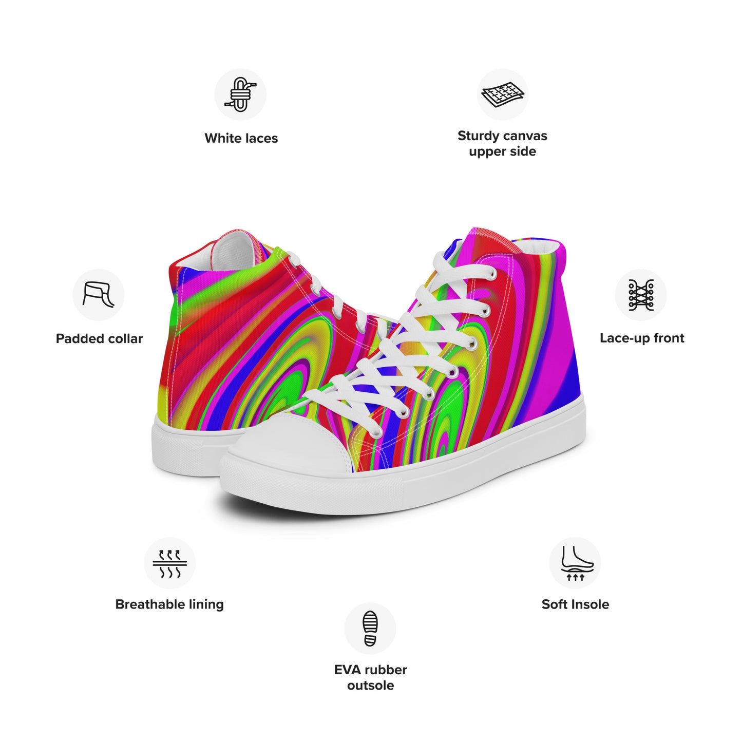 JAQZ Shack Psychedelic Men’s high top canvas shoes